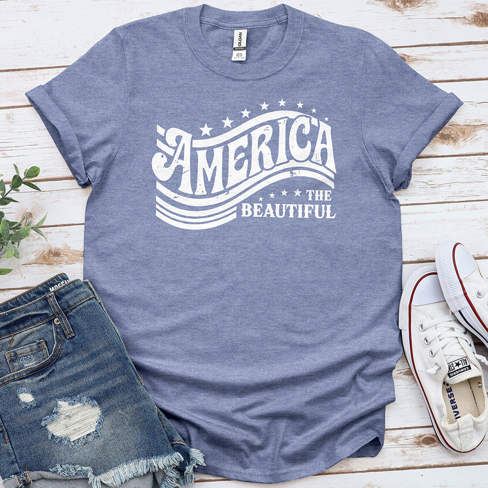 America the Beautiful White Print Tee