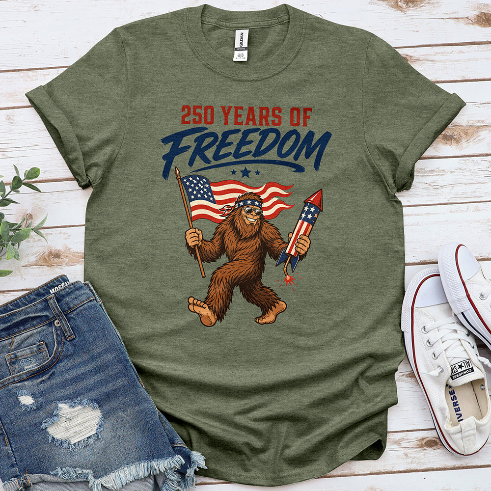 Bigfoot America 250 Tee — Heather Military Green