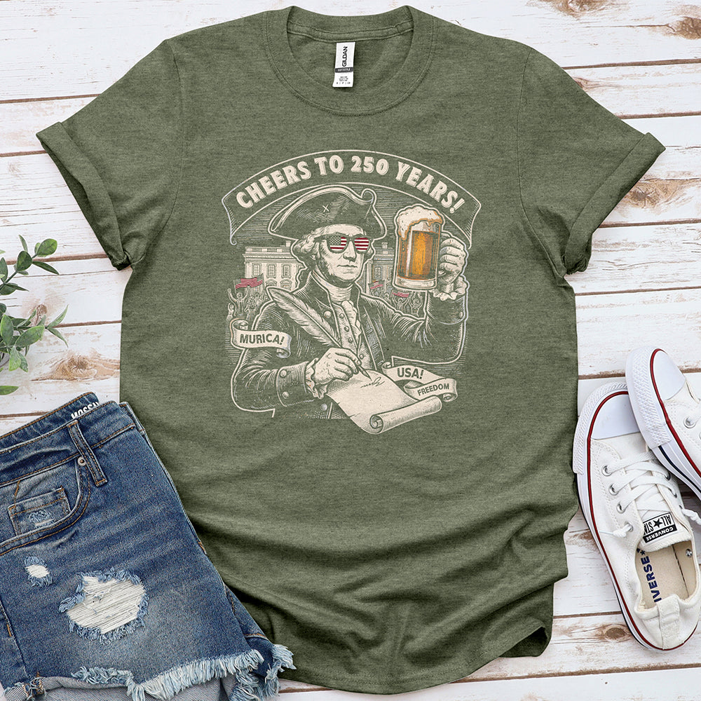 George Washington 250 Tee — Heather Military Green