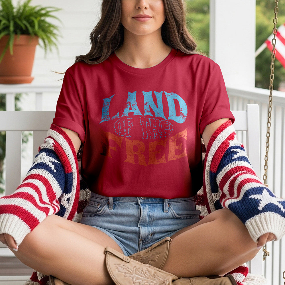 Land of the Free Tee — PAF-0039_MOCKUP_Cardinal_Red.jpg