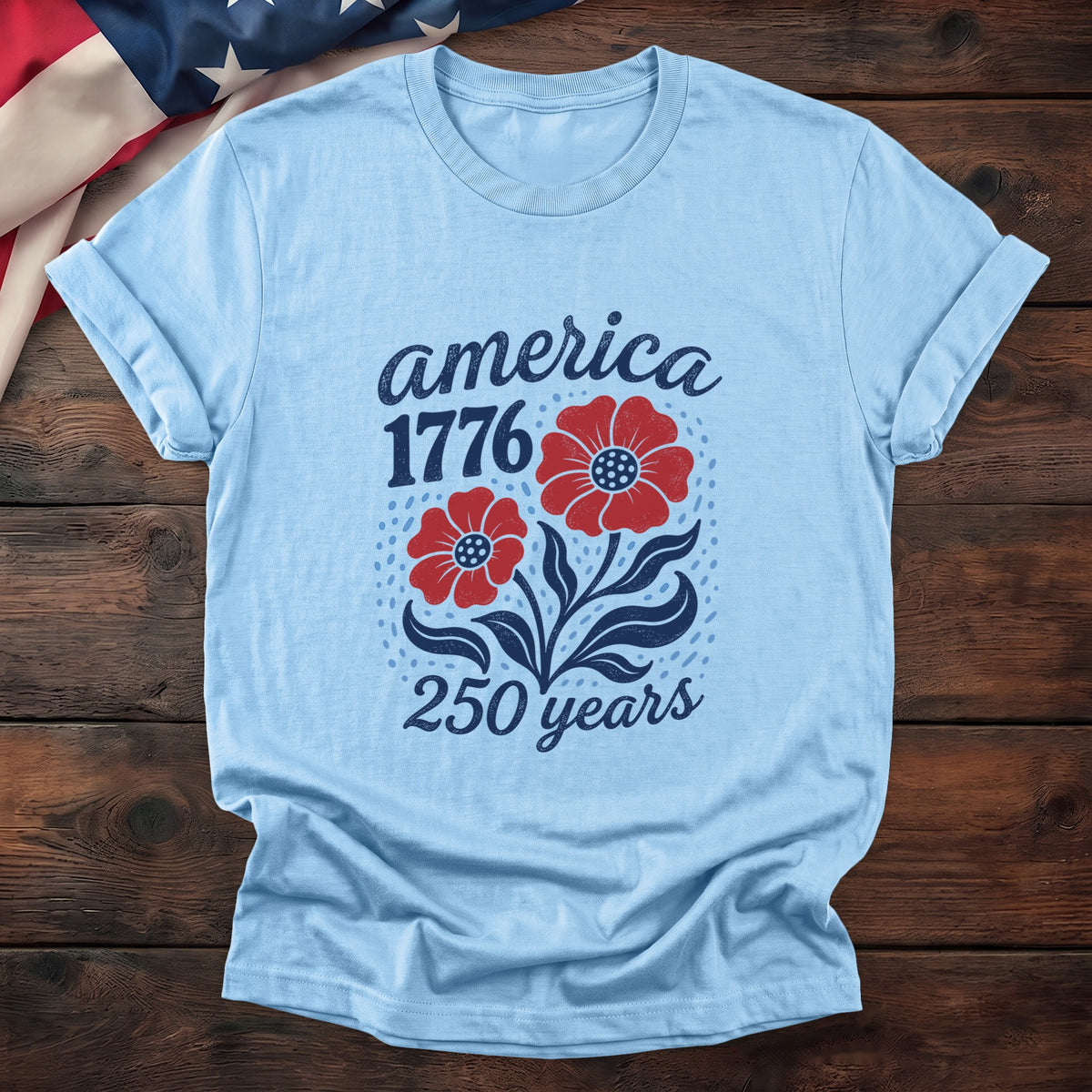 USA 250 Flowers Tee — Light Blue