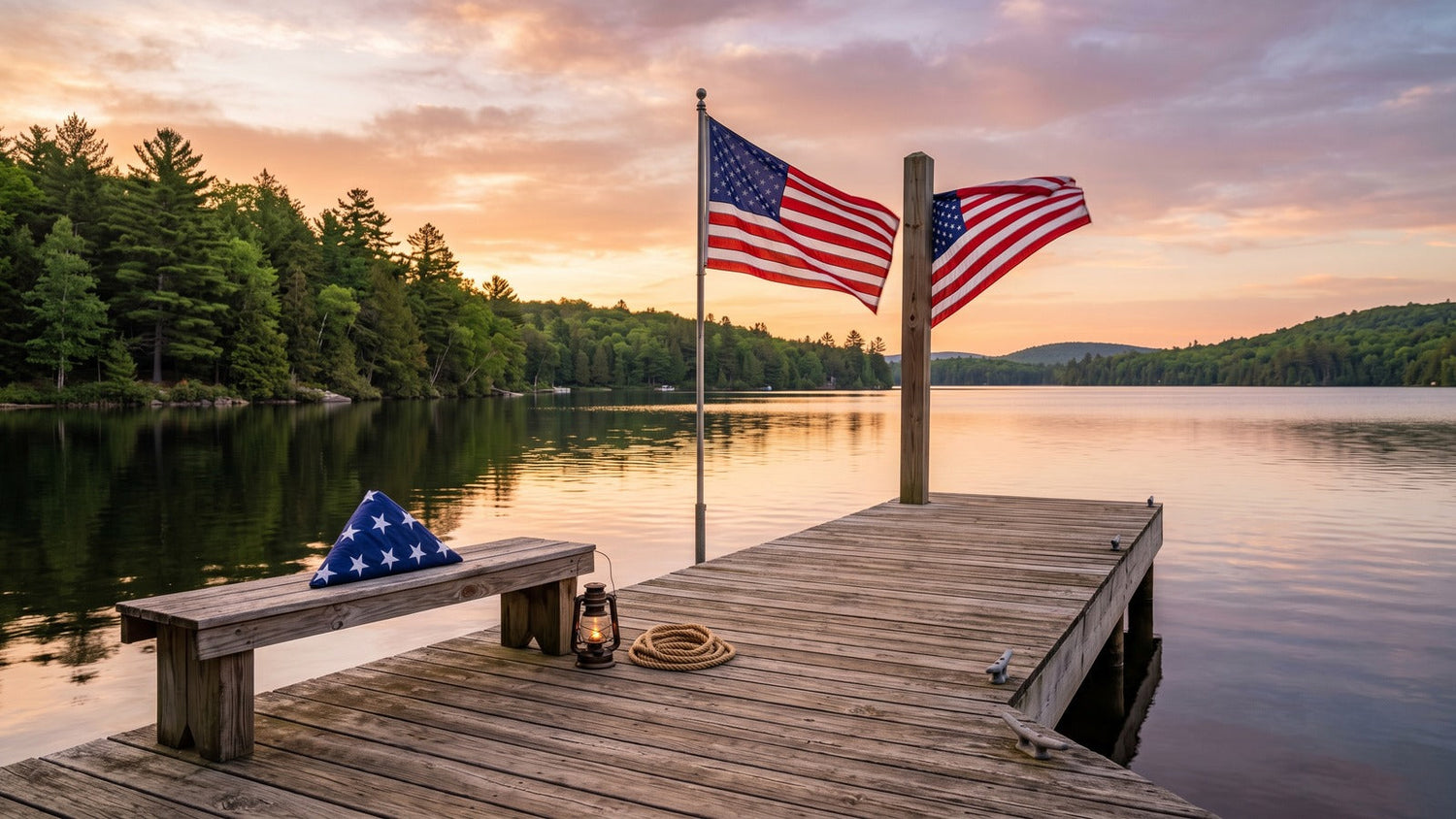 American Flag at the Lake House: Dock and Deck Rules