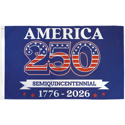 America 250 anniversary flag, patriotic design with stars and stripes, 1776-2026 semi­quincentennial