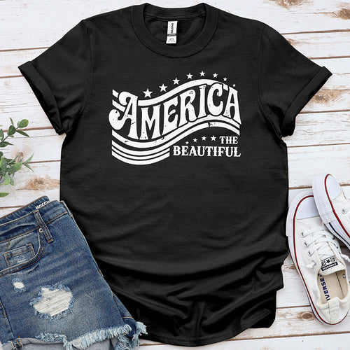 America the Beautiful White Print Tee