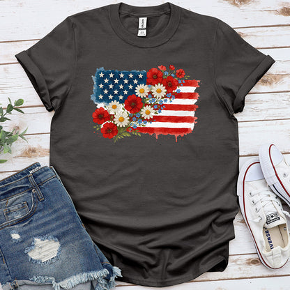 Floral American Flag Tee