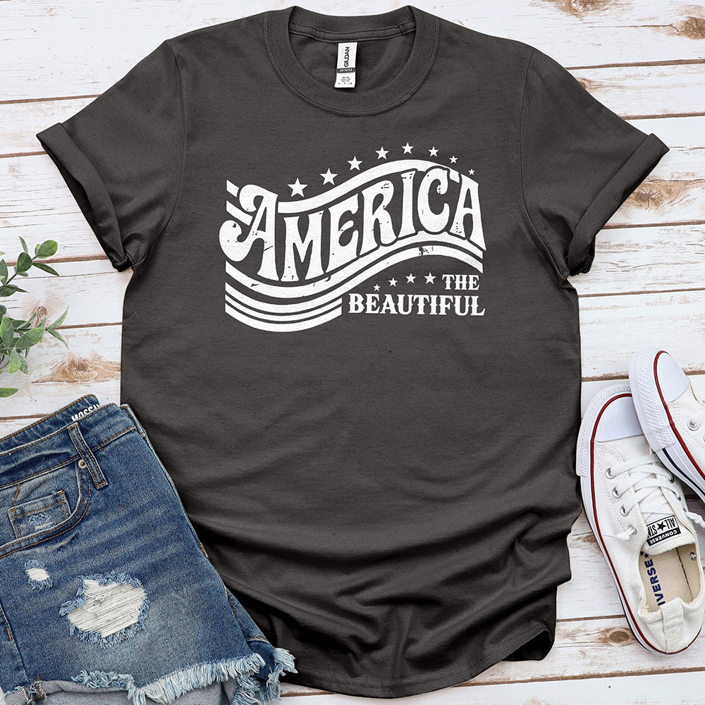 America the Beautiful White Print Tee - Special Offer
