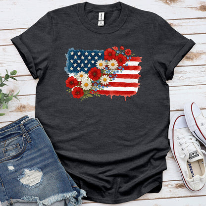 Floral American Flag Tee