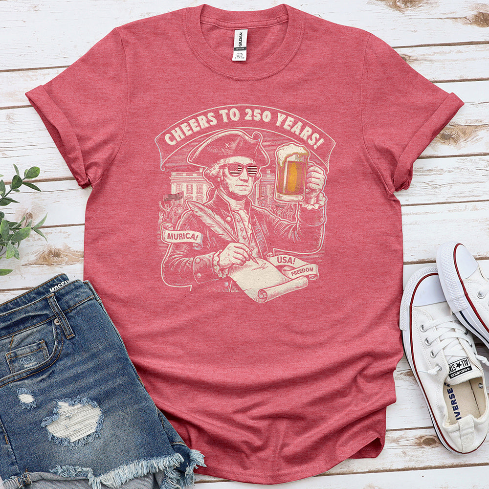George Washington 250 Tee — Heather Cardinal Red