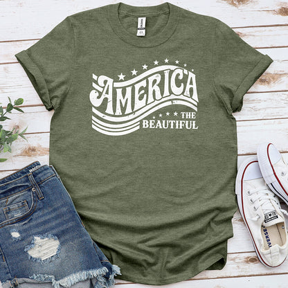 America the Beautiful White Print Tee