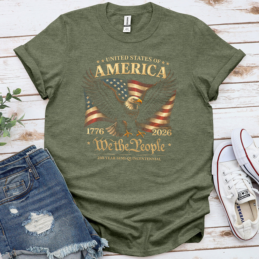 Eagle 250 years Tee — Heather Military Green