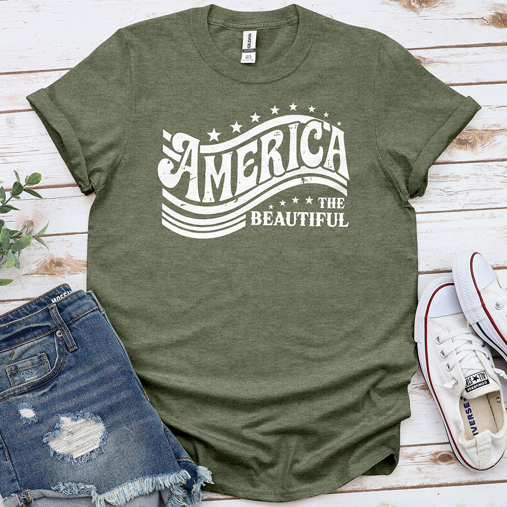 America the Beautiful White Print Tee - Special Offer
