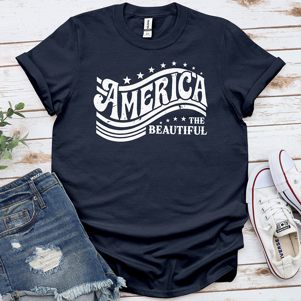 America the Beautiful White Print Tee