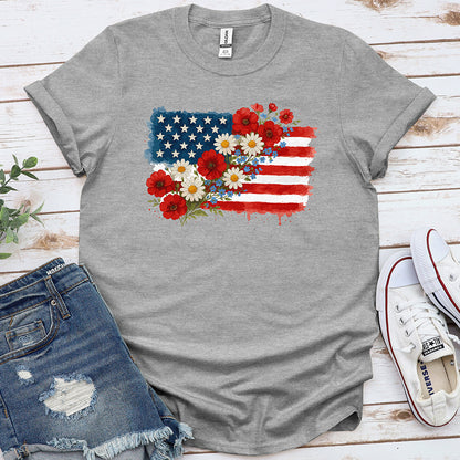 Floral American Flag Tee
