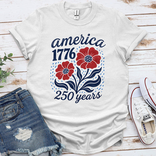 USA 250 Flowers Tee — White
