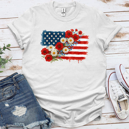 Floral American Flag Tee