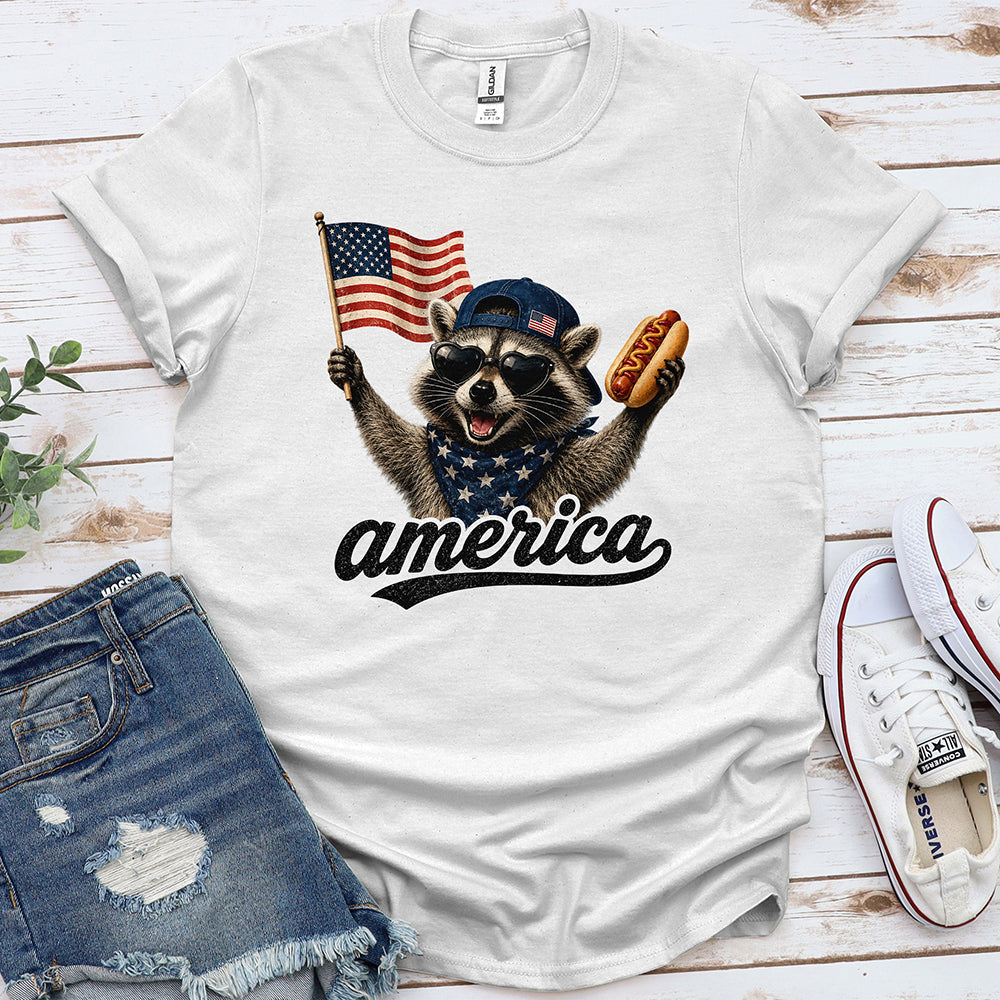 Feral & Free Racoon Tee — White