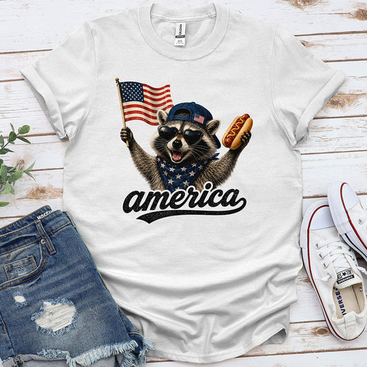 Feral & Free Racoon Tee — White