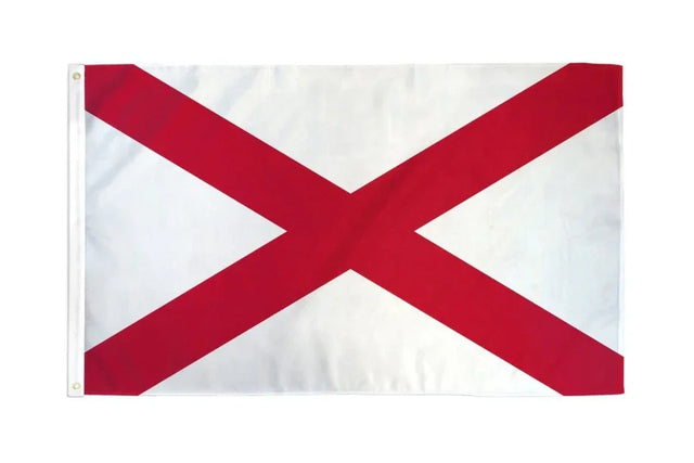 Alabama state flag with red X on white background, 3x5ft polyester, Proud & Free store