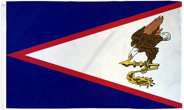 American Samoa flag 3x5ft with bald eagle holding gold staff and war club, Proud & Free
