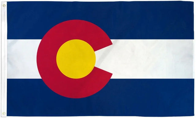 Colorado state flag 3x5ft with blue, white, red, and yellow design, displayed flat