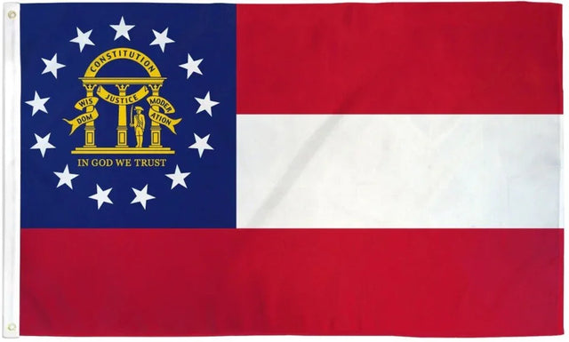 Georgia state flag 3x5ft polyester with red, white, and blue stripes and state seal