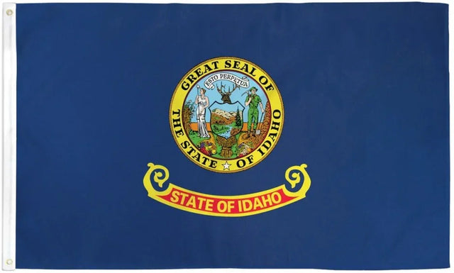Idaho state flag with the Great Seal on blue background, Proud & Free patriotic decor
