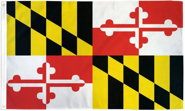Maryland flag 3x5ft polyester, bold red, black, yellow, and white quartered design