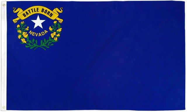 Nevada state flag 3x5ft polyester with blue field, star, sagebrush, and 'Battle Born' banner
