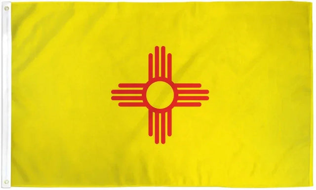 New Mexico state flag with red Zia symbol on a bright yellow background, 3x5ft polyester