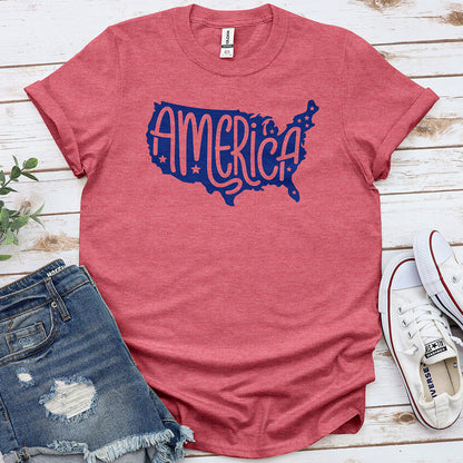 America Map Tee - Cardinal Red