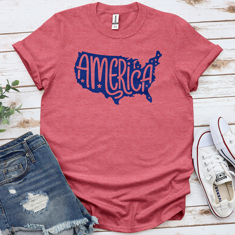 America Map Tee - Cardinal Red