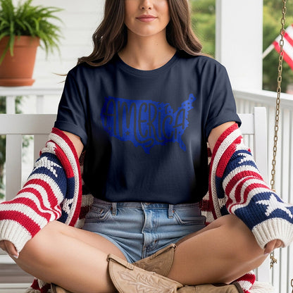 America Map Tee - Navy