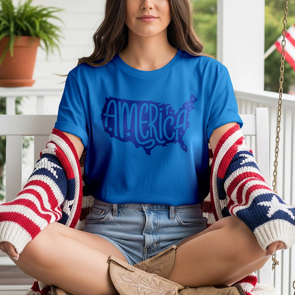 America Map Tee - Royal