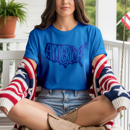 America Map Tee - Royal