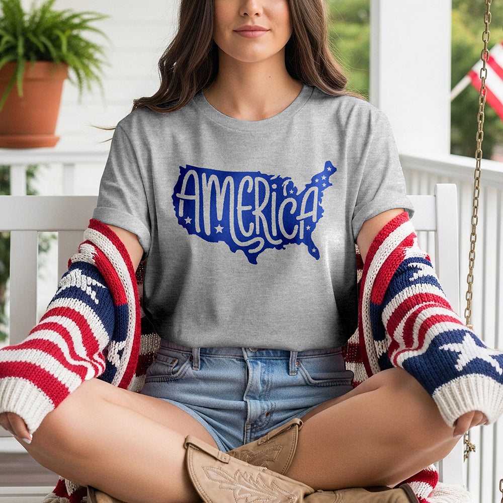 America Map Tee - Sport Grey