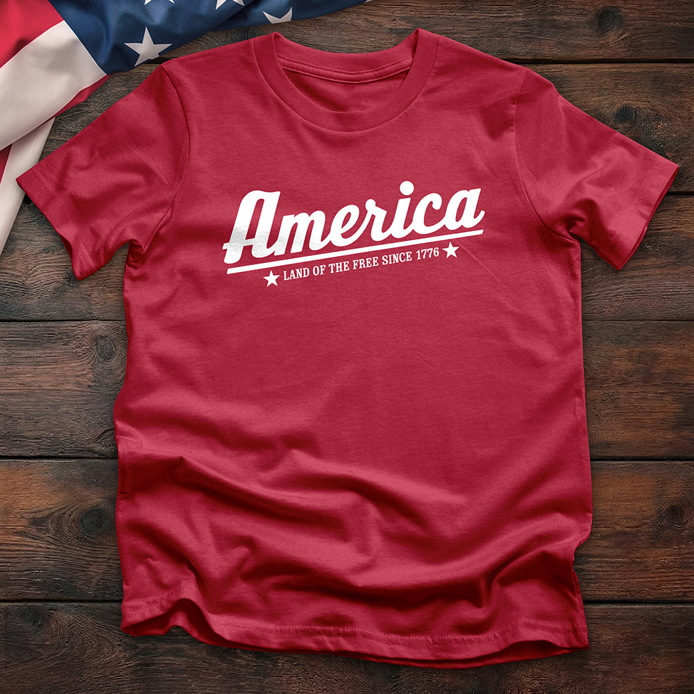 America - Land of the Free Since 1776 Tee - Cardinal Red