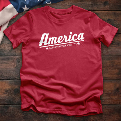 America - Land of the Free Since 1776 Tee - Cardinal Red