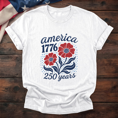 USA 250 Flowers Tee — White