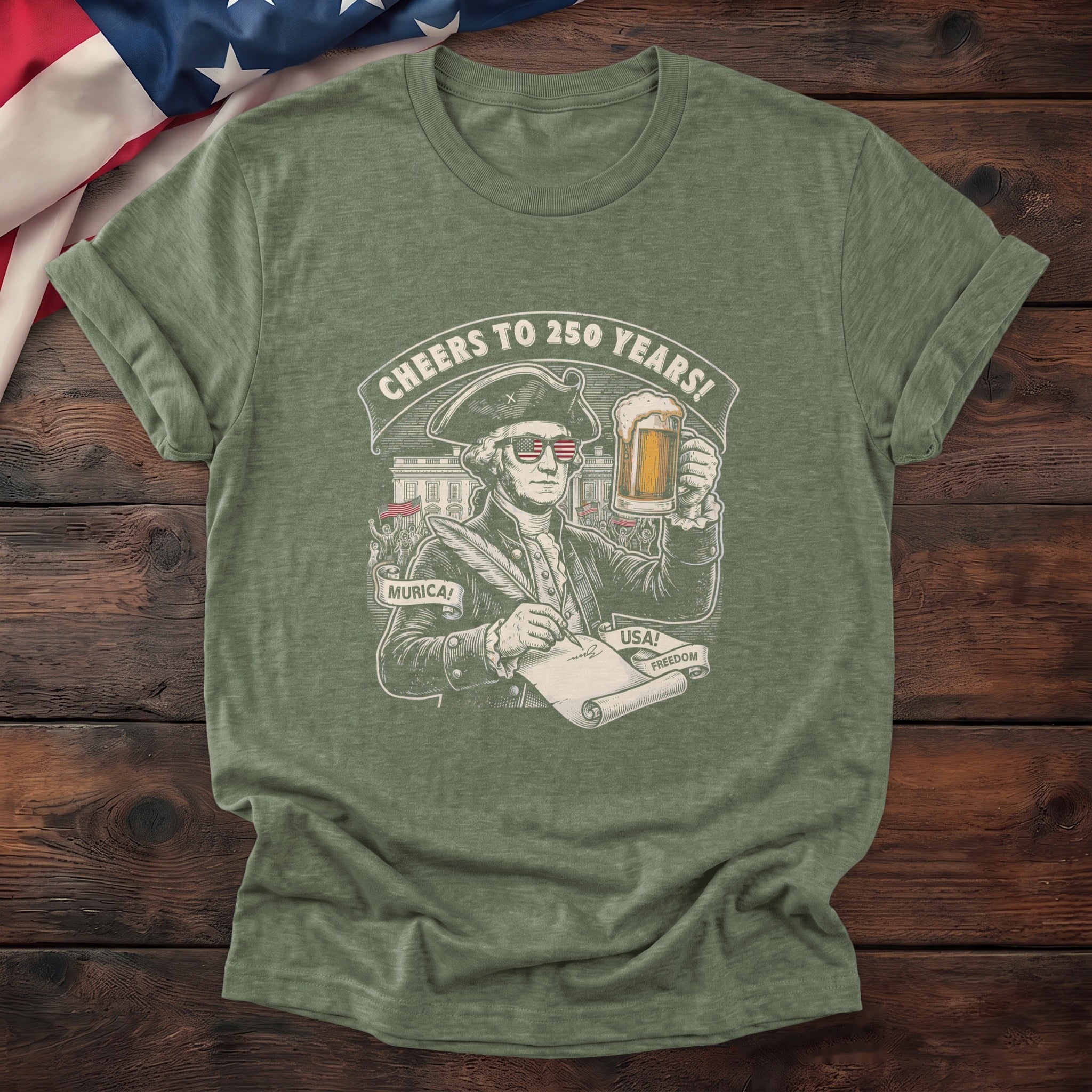 George Washington 250 Tee - Special Offer — Heather Military Green
