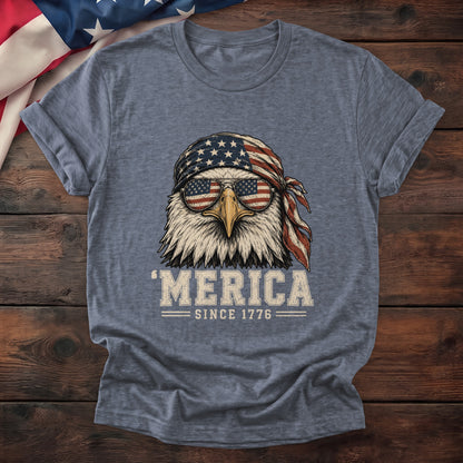 Merica Eagle Tee — Heather Indigo