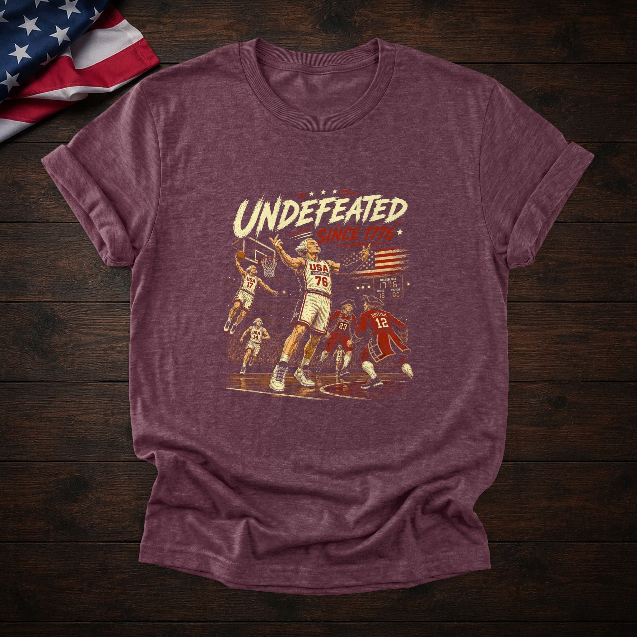 Founding Fathers Basketball Tee — Heather Maroon