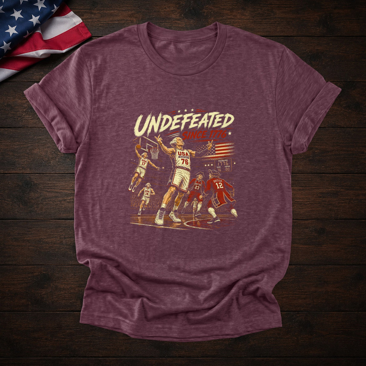 Founding Fathers Basketball Tee — Heather Maroon
