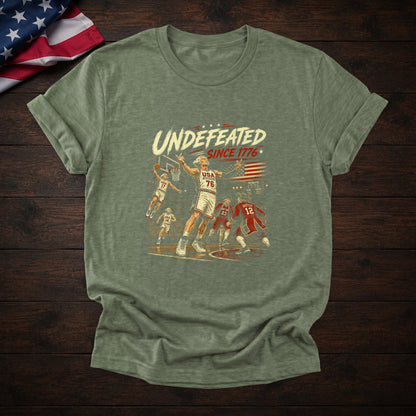 Founding Fathers Basketball Tee — Heather Military Green