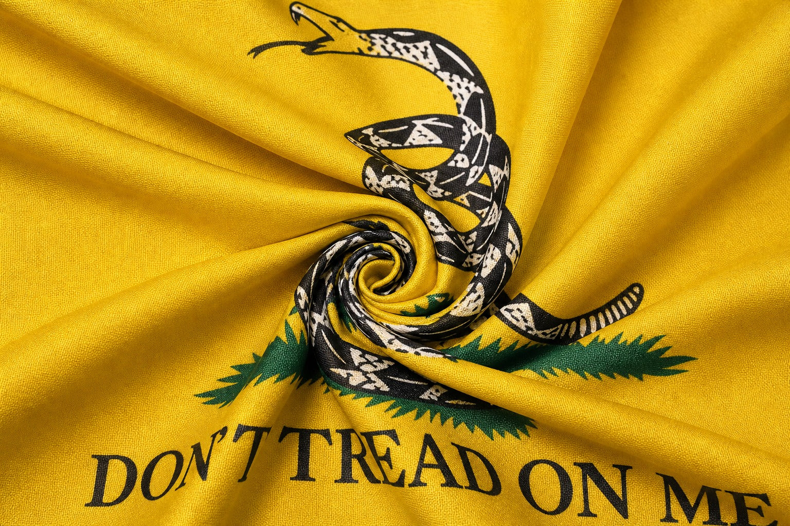 Classic Yellow Don’t Tread On Me Gadsden Flag fabric detail