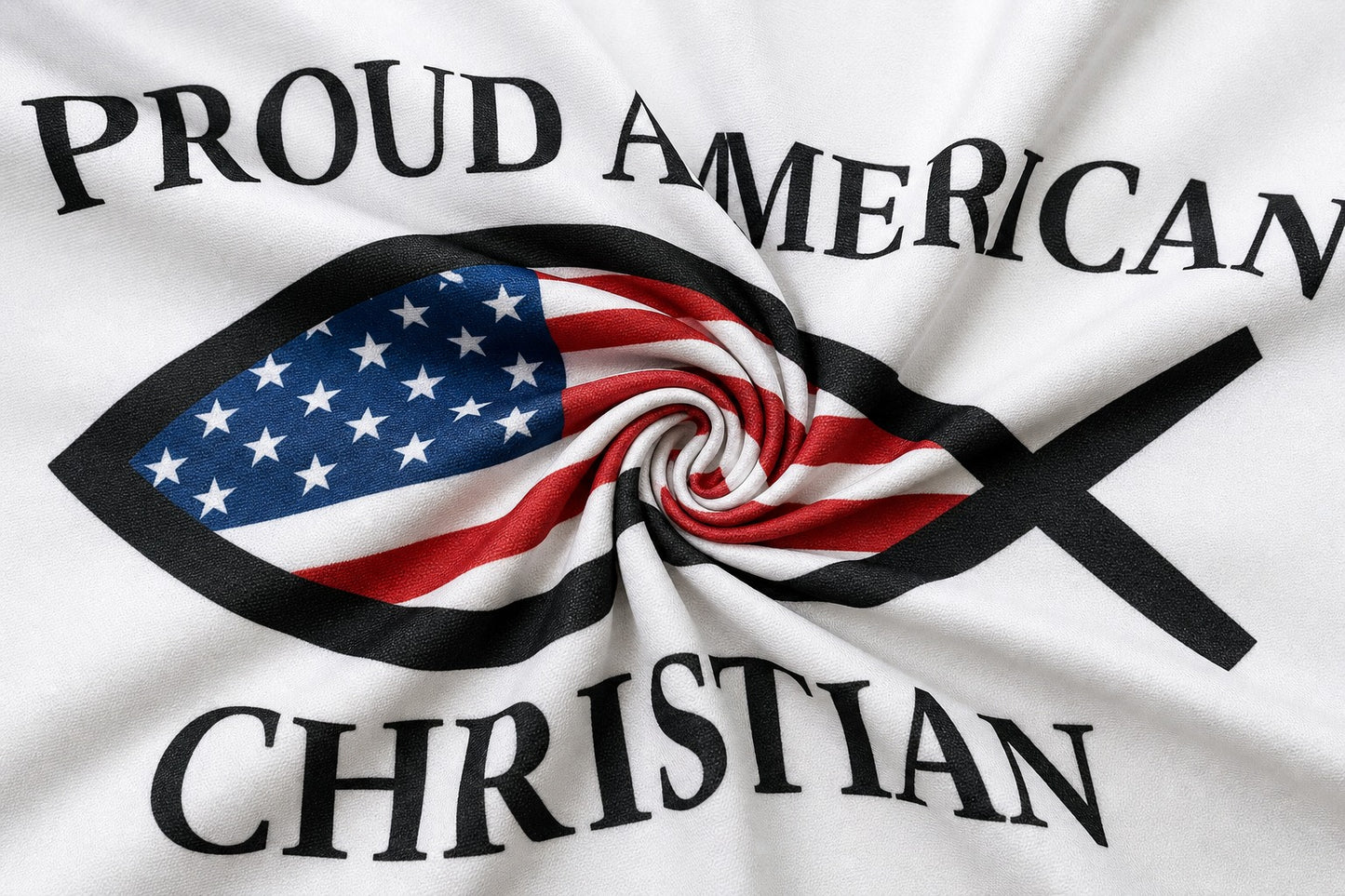 Proud American Christian Flag fabric detail
