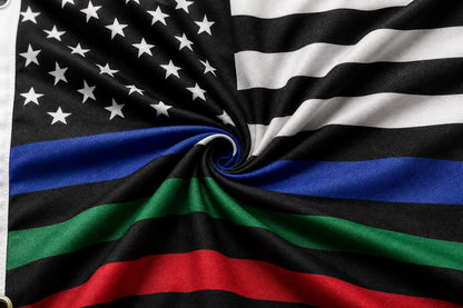 Thin Blue Green Red Line USA Flag fabric detail