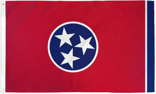 Tennessee state flag 3x5 ft, red field with blue circle and three white stars, Proud & Free