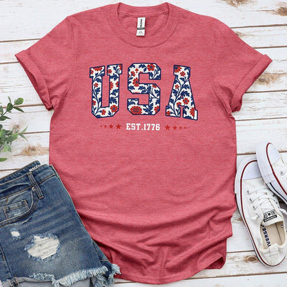 USA Floral Tee - Proud & Free