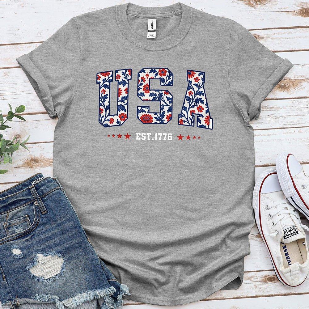 USA Floral Tee - Proud & Free