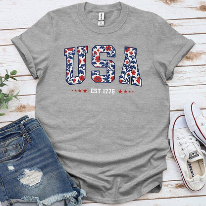 USA Floral Tee - Proud & Free